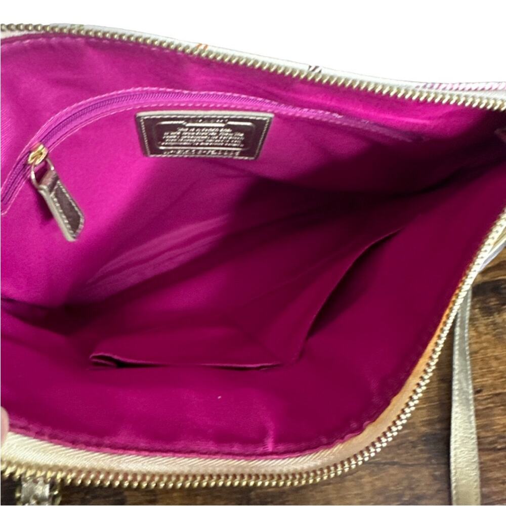 COACH Gold Plaid Peyton Tattersall File Coated Canvas Crossbody - Picture 8 of 13